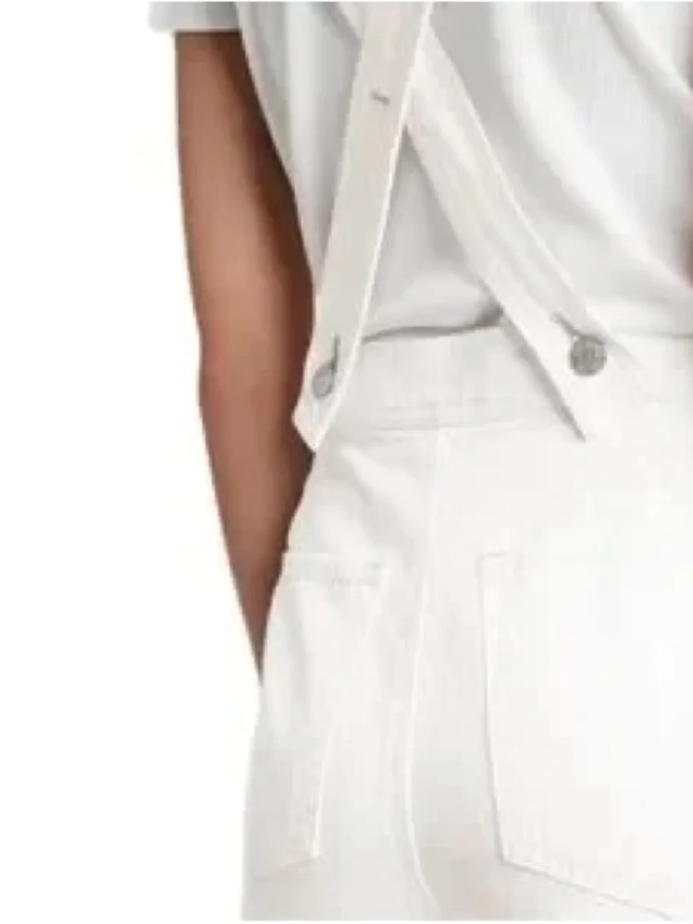 GAP White Wide-Leg Denim Overalls with Cross-Back Straps